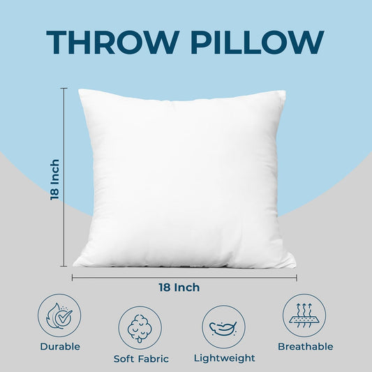 Utopia Bedding Throw Pillows – Set of 4 White 18x18 Decorative Pillow Inserts for Sofa, Bed & Couch