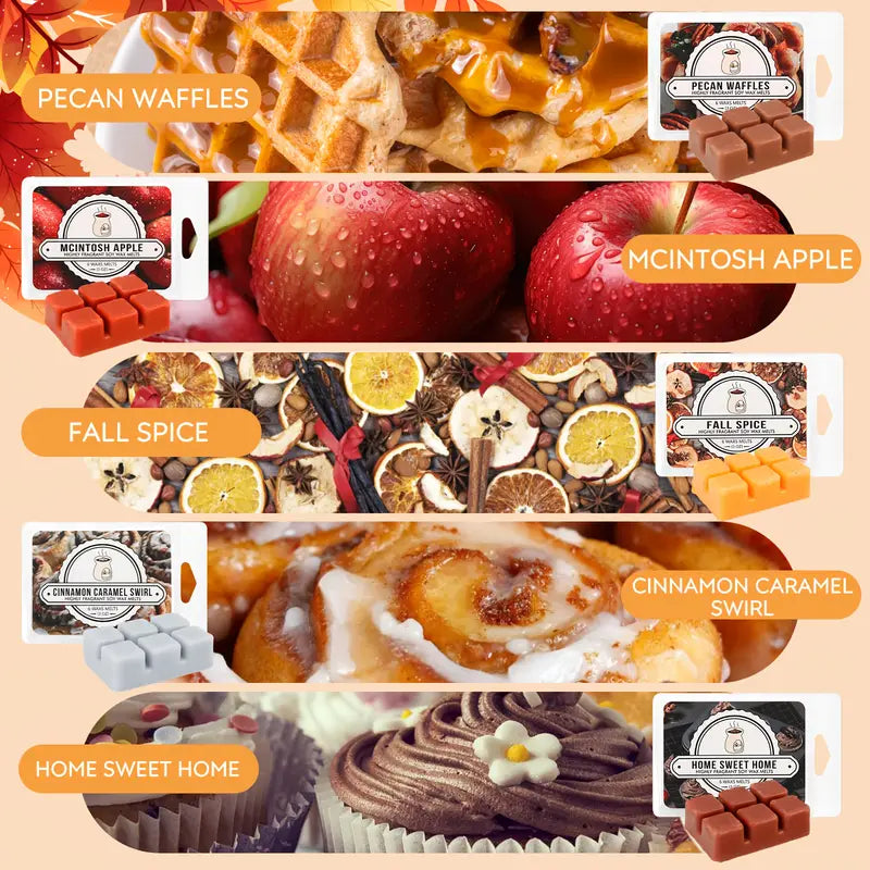Autumn Spice Soy Candle – 15oz Hand-Poured Apple Cinnamon & Pecan Waffle Scent